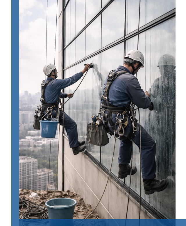 Профессиональная мойка фасадных окон альпинистами в Алексеевке