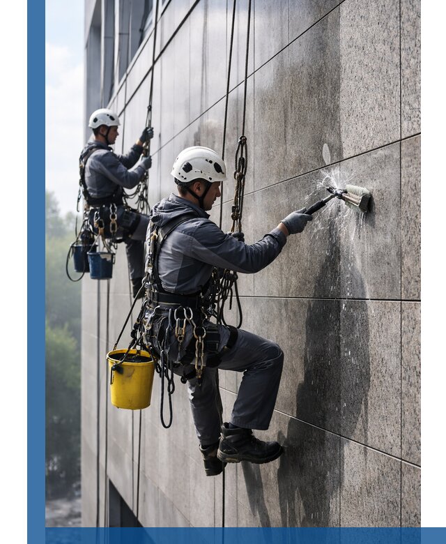 Профессиональная мойка фасада из керамогранита в Алексеевке