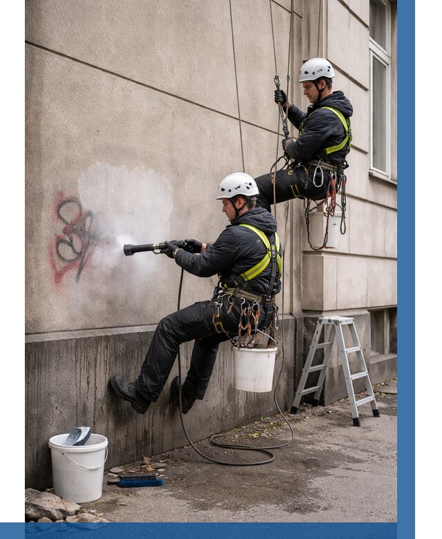 Удаление граффити с фасада в Алексеевке от 4556 р. | ВЫСОТНИК-Лкв