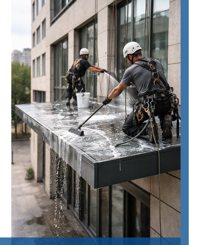 Мойка козырьков и навесов в Алексеевке от 3543 р. | ВЫСОТНИК-Лкв