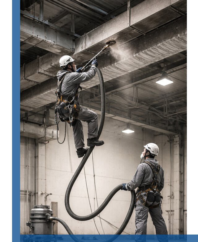 Обеспыливание потолочных конструкций в Алексеевке промышленным альпинизмом