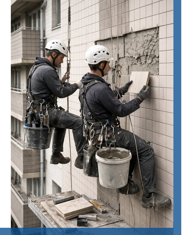 Ремонт облицовки фасада плиткой в Алексеевке от 1822 р. | ВЫСОТНИК-Лкв