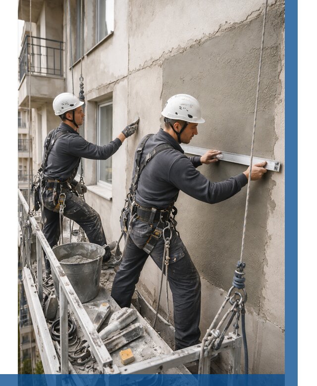 Штукатурка фасада на высоте в Алексеевке от 911 р. | ВЫСОТНИК-Лкв