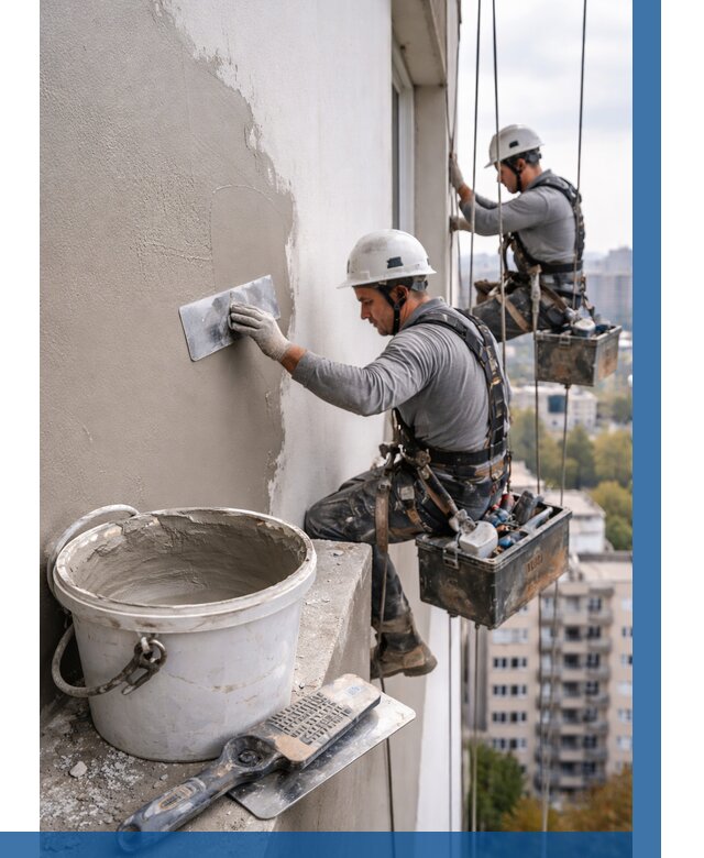 Шпаклевка фасада на высоте в Алексеевке от 709 р. | ВЫСОТНИК-Лкв