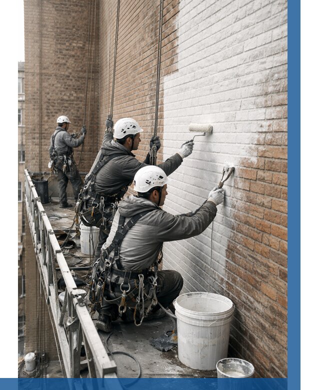 Покраска кирпичного фасада в Алексеевке от 354 р. | ВЫСОТНИК-Лкв