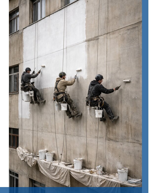 Покраска бетонного фасада в Алексеевке от 354 р за м2 | ВЫСОТНИК-Лкв