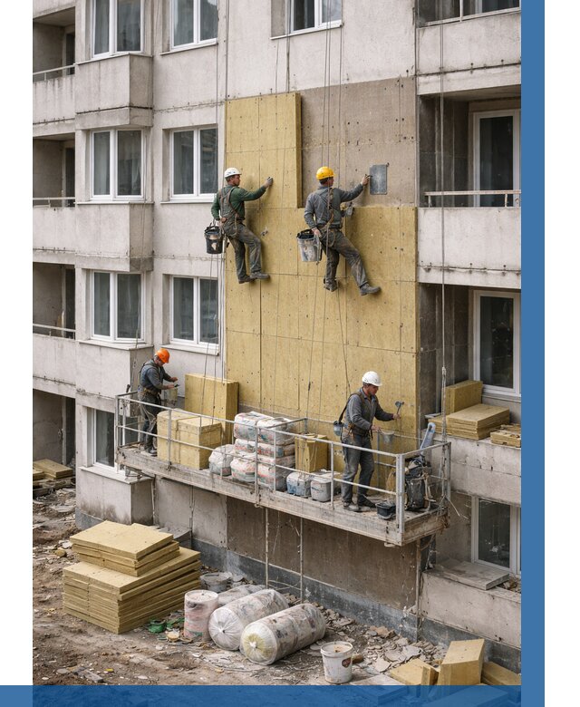 Утепление фасада минватой в Алексеевке от 1519 р. | ВЫСОТНИК-Лкв