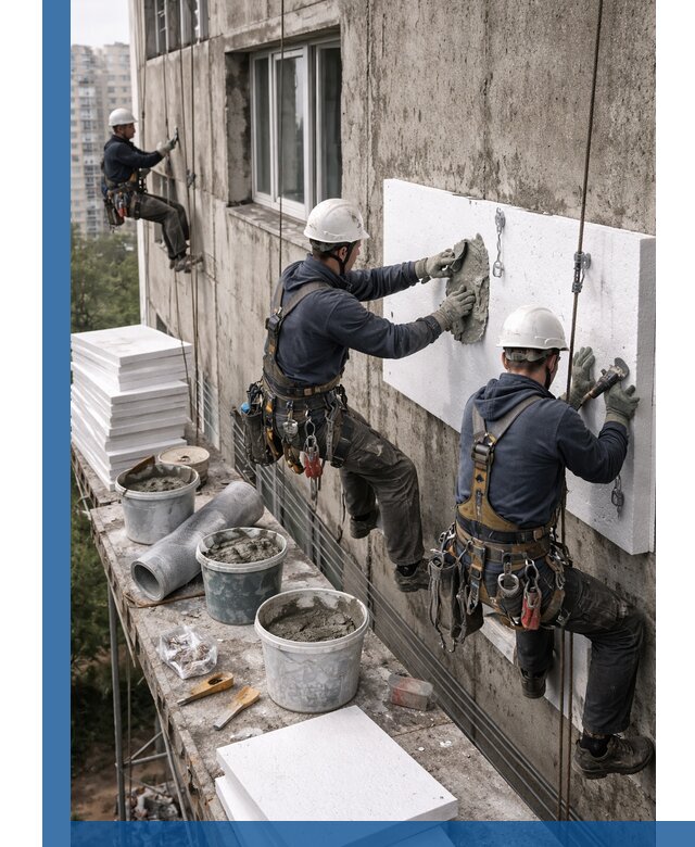 Утепление фасада пенополистиролом в Алексеевке под ключ