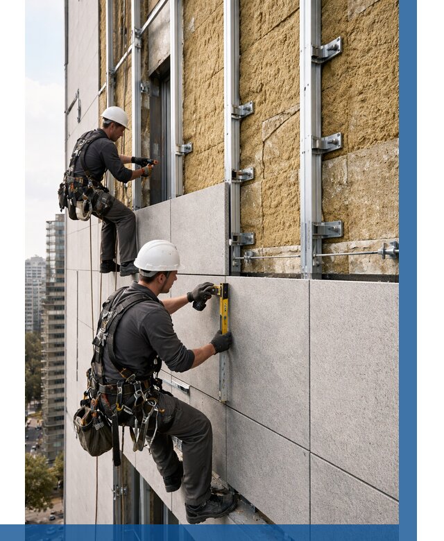 Монтаж вентилируемого фасада в Алексеевке от 3543 р. | ВЫСОТНИК-Лкв