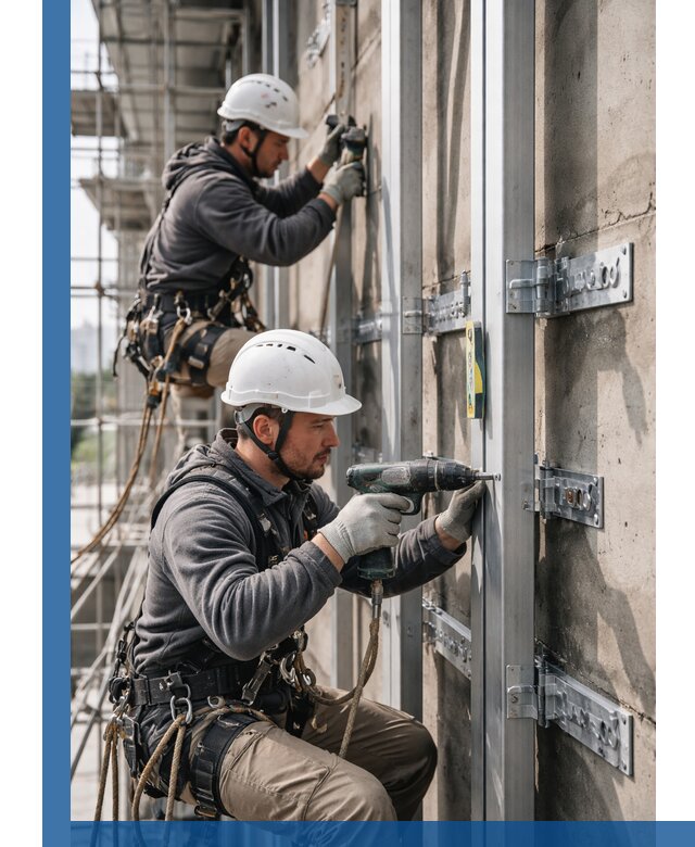 Монтаж и крепление подсистемы вентфасада в Алексеевке