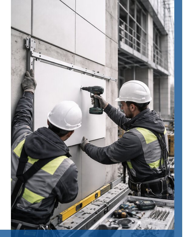 Монтаж композитных панелей фасада в Алексеевке от 2531 р. | ВЫСОТНИК-Лкв