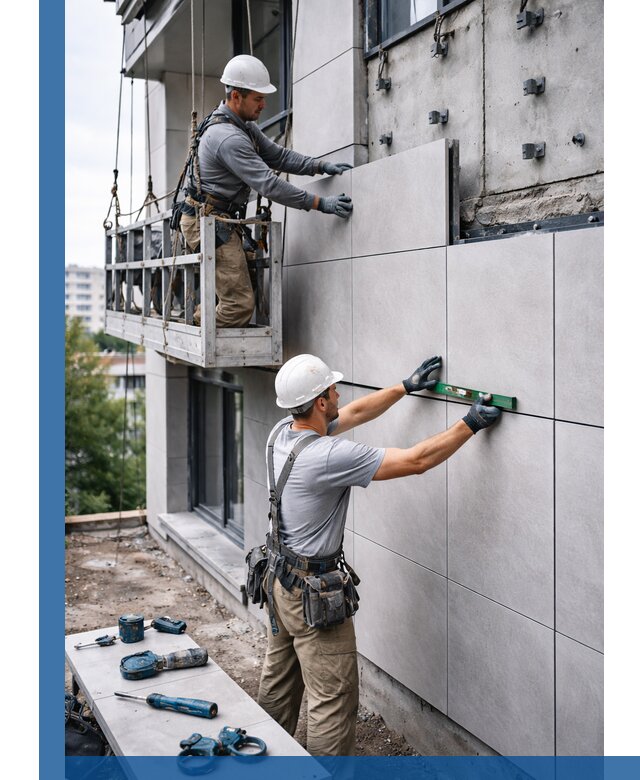 Монтаж керамогранита на фасад в Алексеевке под ключ с гарантией качества