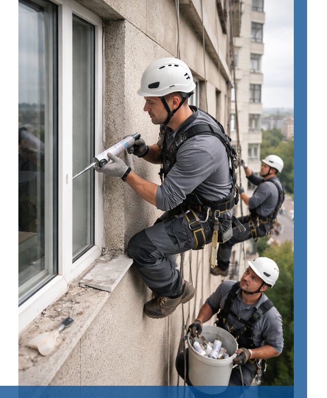 Герметизация оконных швов снаружи в Алексеевке от 1519 р. | ВЫСОТНИК-Лкв