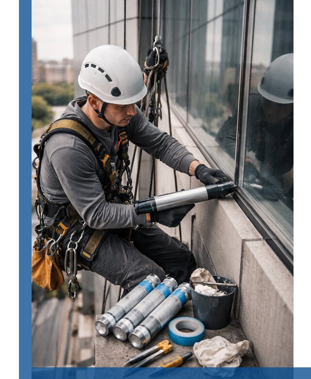 Герметизация стыков витража в Алексеевке для герметичных фасадов