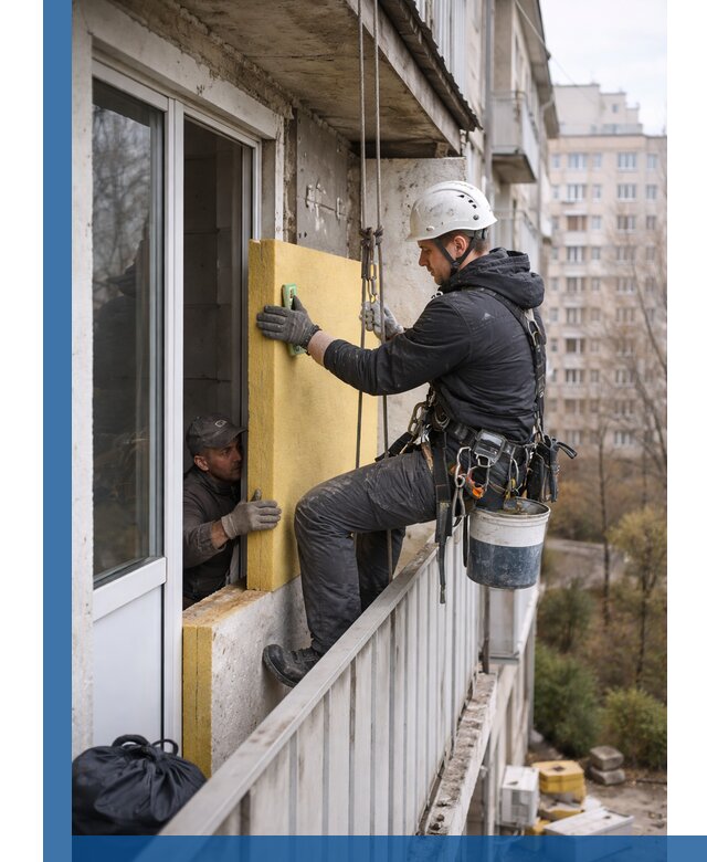 Профессиональное утепление балкона снаружи в Алексеевке под ключ