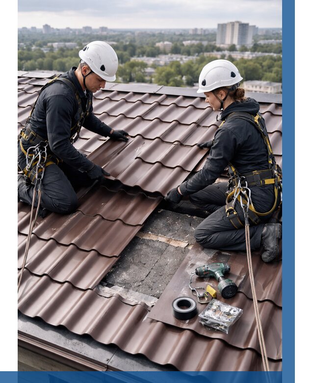 Ремонт металлочерепицы на крыше в Алексеевке от 911 р. | ВЫСОТНИК-Лкв