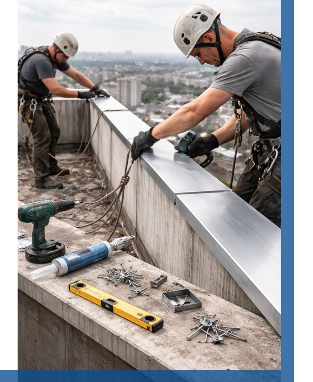 Монтаж парапетных крышек в Алексеевке от 810 р. | ВЫСОТНИК-Лкв