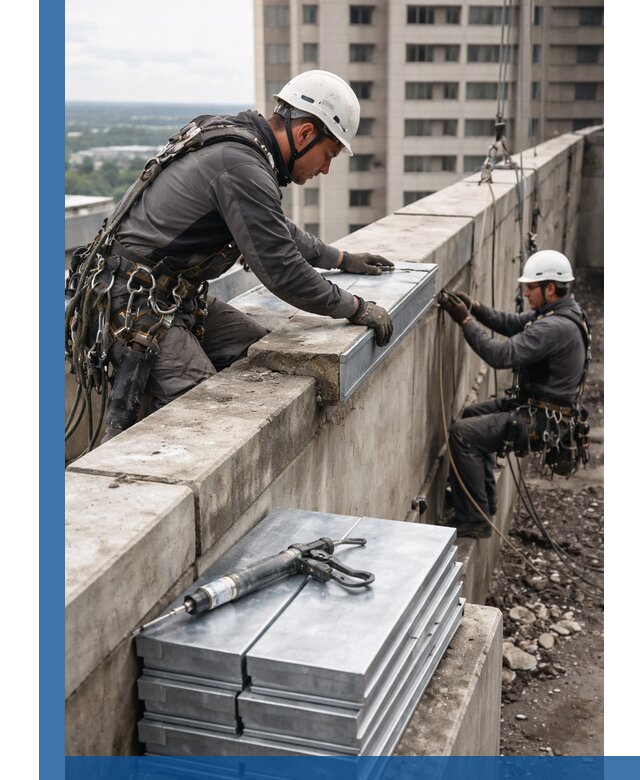 Замена парапетных крышек и установка новых в Алексеевке
