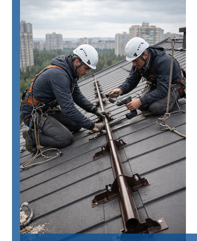 Монтаж снегозадержателей на кровле зданий в Алексеевке под ключ