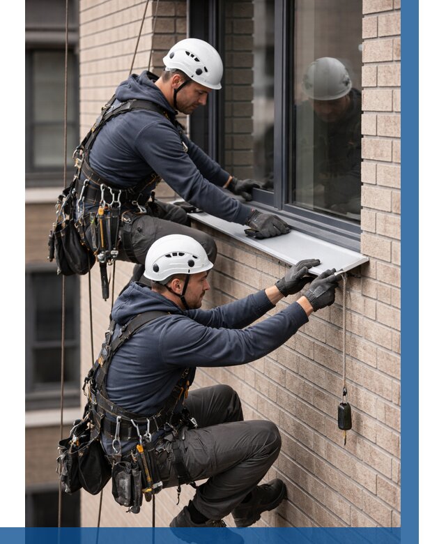 Монтаж оконных отливов под ключ в Алексеевке от 3543 р. | ВЫСОТНИК-Лкв