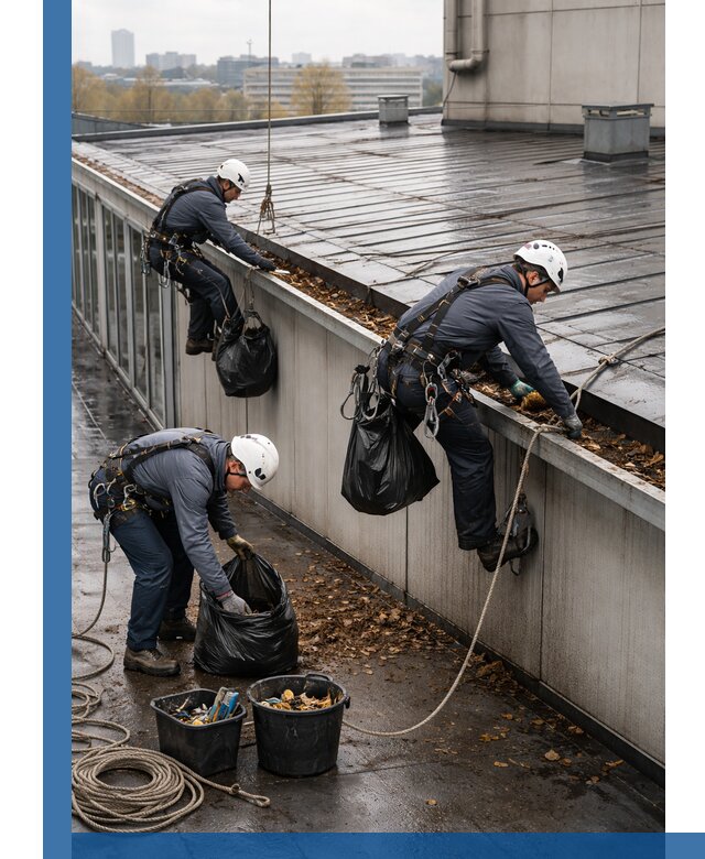 Очистка кровли по периметру в Алексеевке силами промышленных альпинистов