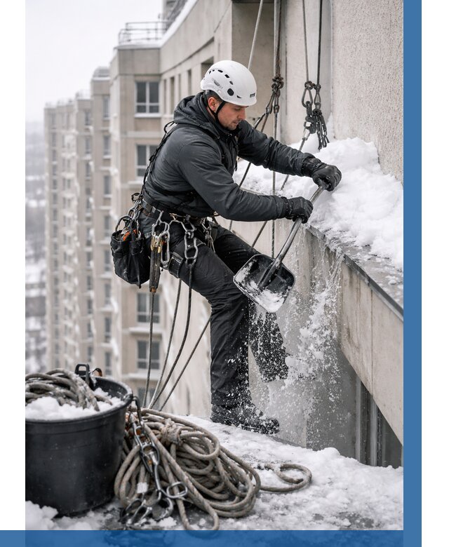 Очистка карнизов от снега в Алексеевке от 304 р. | ВЫСОТНИК-Лкв