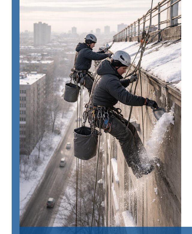 Очистка карнизов от снега в Алексеевке профессионально и безопасно