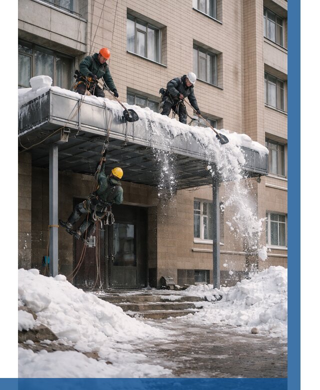 Очистка козырьков от снега в Алексеевке от 3543 р. | ВЫСОТНИК-Лкв