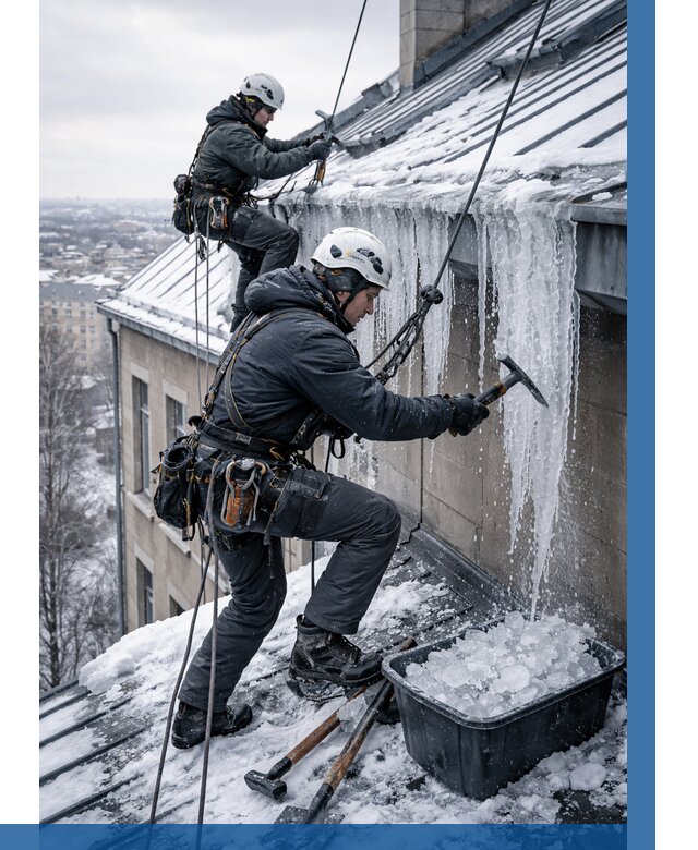 Удаление наледи с кровли в Алексеевке от 5568 р. | ВЫСОТНИК-Лкв