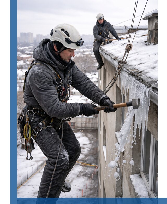 Сбивание и удаление сосулек с крыши в Алексеевке безопасно