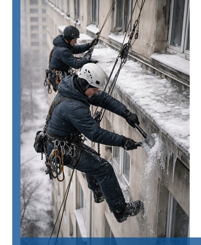 Удаление наледи и сосулек с карнизов в Алексеевке профессионально