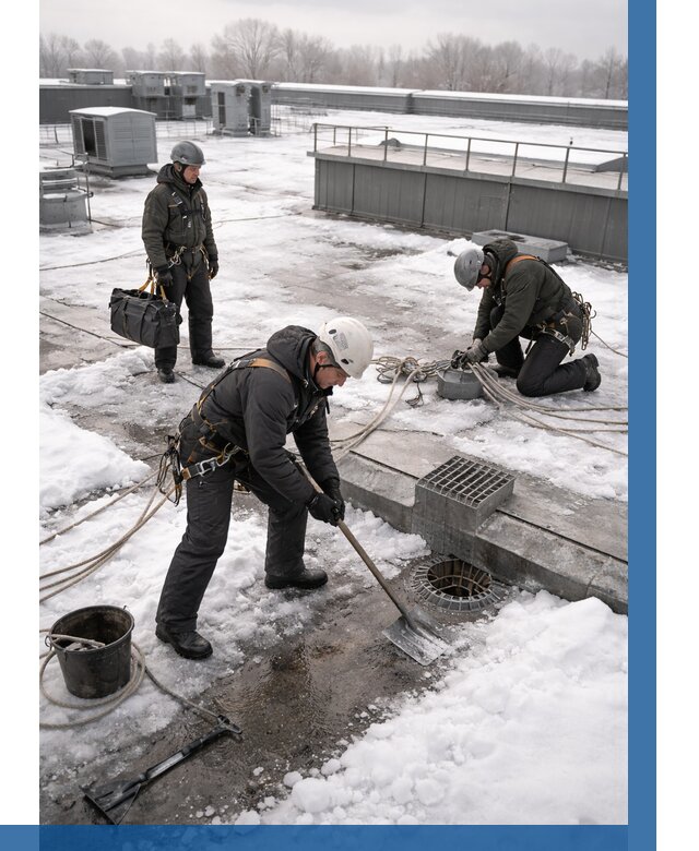 Абонентское обслуживание кровли зимой в Алексеевке от 8099 р. | ВЫСОТНИК-Лкв