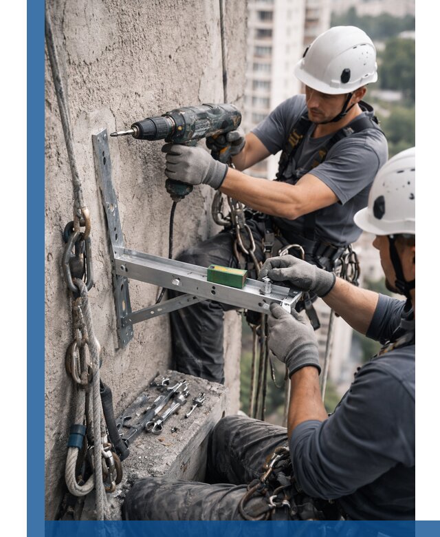 Установка кронштейнов кондиционера и крепежа в Алексеевке