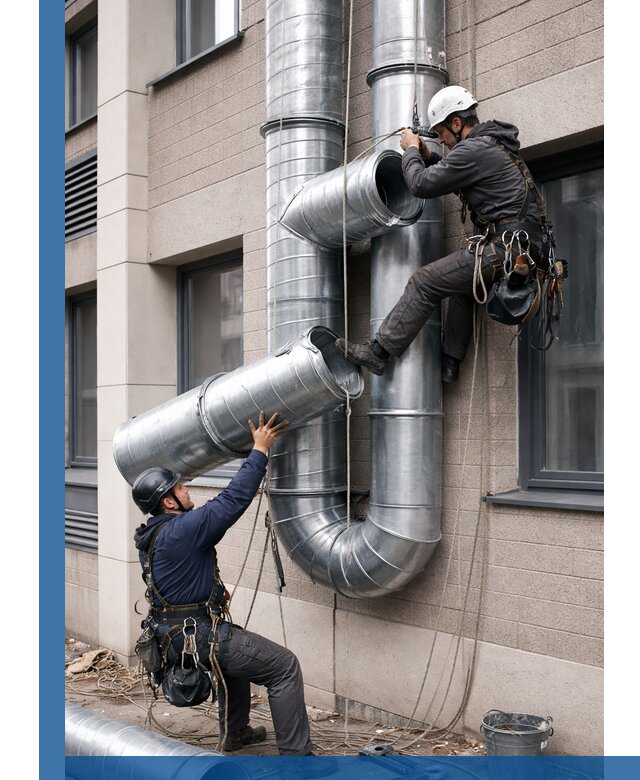 Монтаж фасадных воздуховодов в Алексеевке с герметизацией и крепежом