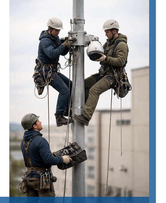 Установка видеокамер на мачте в Алексеевке от 8605 р. | ВЫСОТНИК-Лкв