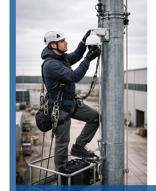 Профессиональная установка видеокамер на мачте в Алексеевке