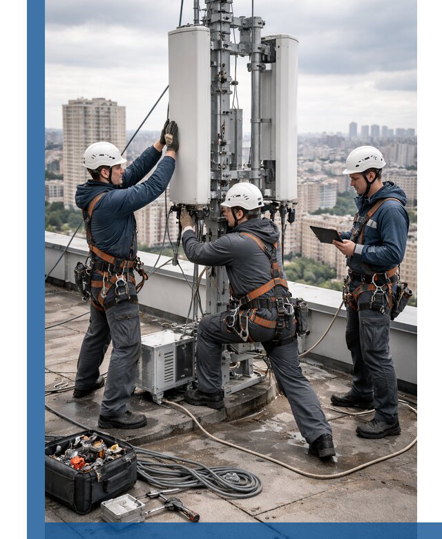 Монтаж антенн связи на крыше в Алексеевке с вводом в эксплуатацию