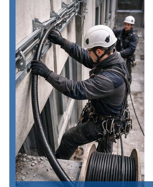 Протяжка кабеля питания на высоте в Алексеевке с гарантией безопасности и качества