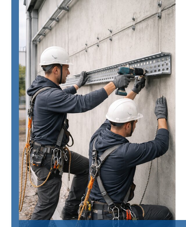 Монтаж кабельных лотков на фасаде зданий в Алексеевке с гарантией