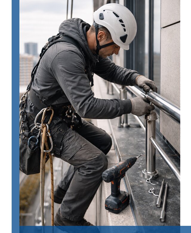 Монтаж ограждений на высоте в Алексеевке для зданий и конструкций