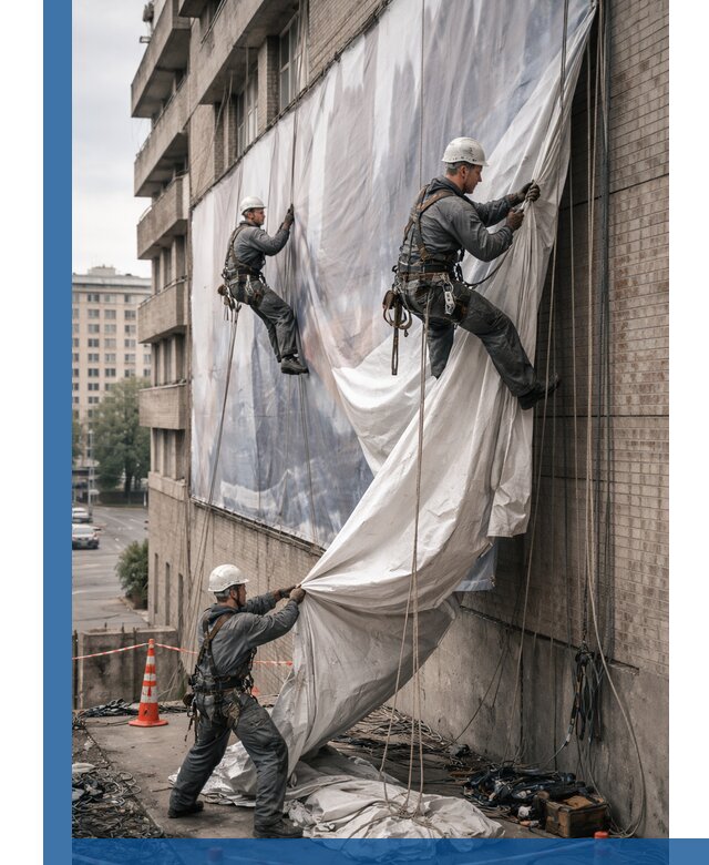 Демонтаж баннеров с фасада в Алексеевке оперативно и безопасно