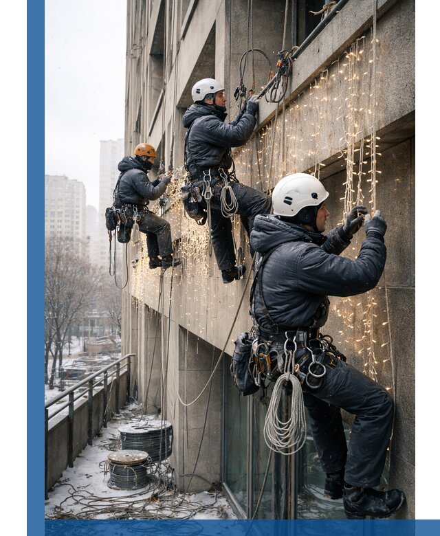 Монтаж новогодней иллюминации и украшение фасадов в Алексеевке