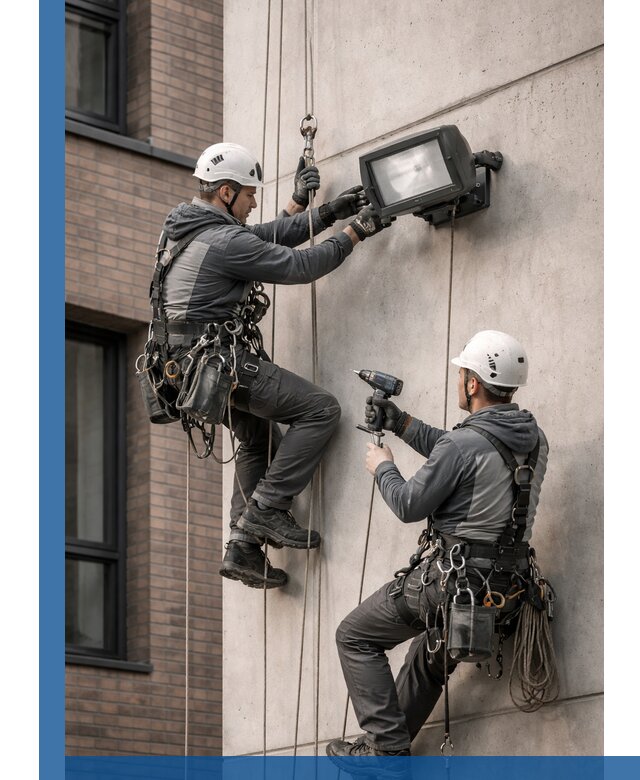 Профессиональный монтаж фасадных прожекторов в Алексеевке под ключ