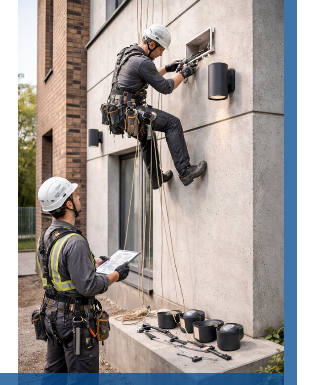 Монтаж фасадного освещения в Алексеевке от 2531 р. | ВЫСОТНИК-Лкв