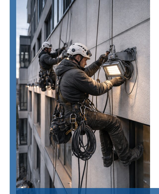 Монтаж фасадного освещения в Алексеевке установка и подключение