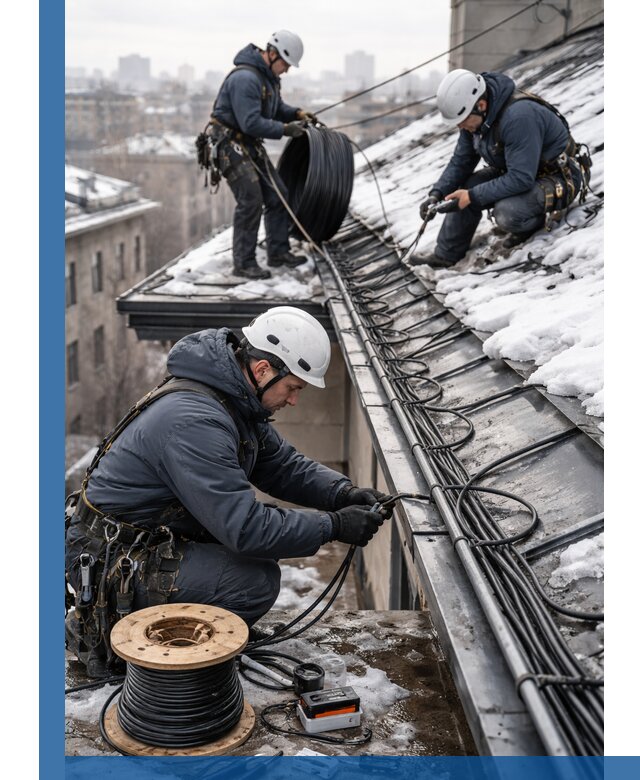 Монтаж греющего кабеля на кровле в Алексеевке под ключ