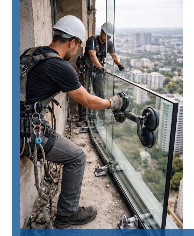 Монтаж стеклянных ограждений под ключ с гарантией в Алексеевке