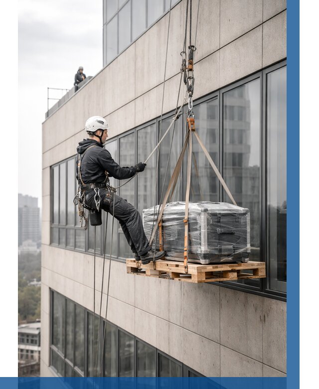 Спуск груза по фасаду в Алексеевке от 3543 р. | ВЫСОТНИК-Лкв