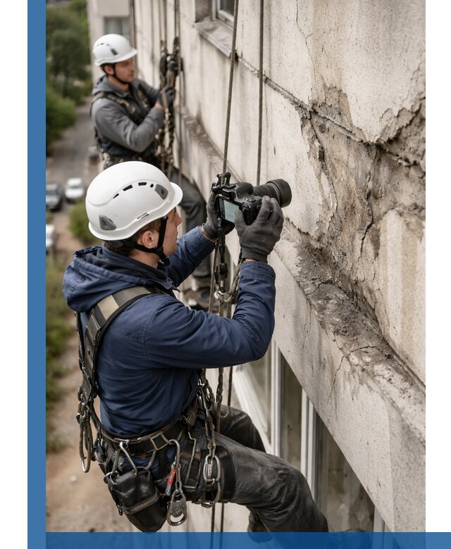 Фотофиксация дефектов фасада с высотной съемкой в Алексеевке