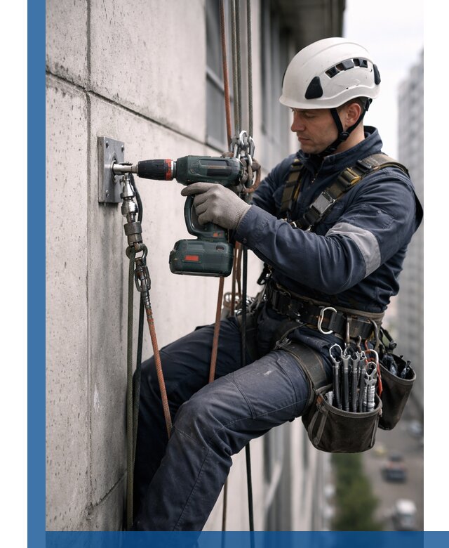 Установка анкерных точек для высотных работ в Алексеевке